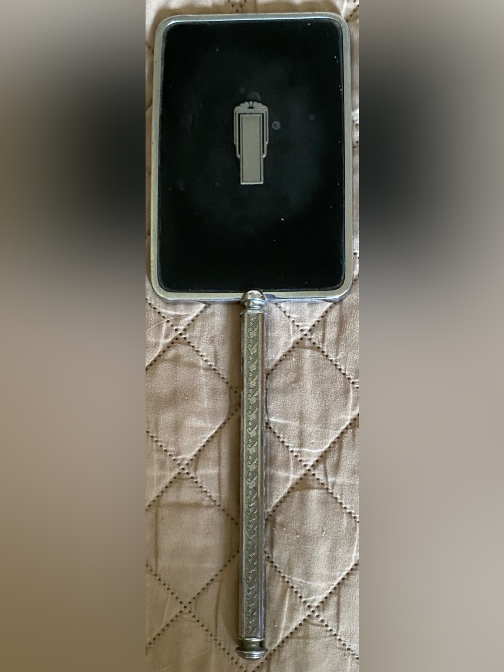 Vintage 20s Flapper Hand Held Ornate Vanity Mirror Art Deco